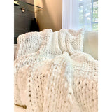 Taooba-Chunky Knit Throw Blanket Warm Soft Cozy for Sofa and Bed ( Oversize)