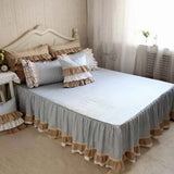 Taooba Classic Mini Check Lace Ruffle Bedding Set