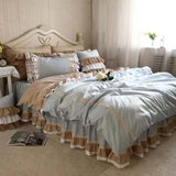 Taooba Classic Mini Check Lace Ruffle Bedding Set