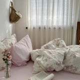 Taooba Coquette Pink Blooming Roses Bedding Set