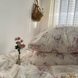 Taooba Coquette Pink Blooming Roses Bedding Set