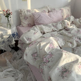 Taooba Coquette Pink Blooming Roses Bedding Set