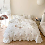 Taooba Coquette Roses Ruffle Duvet Cover & Sham Set