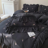 Taooba Coquette Roses Ruffle Duvet Cover & Sham Set