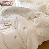 Taooba Coquette Roses Ruffle Duvet Cover & Sham Set