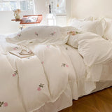 Taooba Coquette Roses Ruffle Duvet Cover & Sham Set