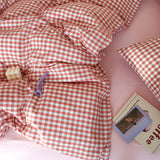 Taooba Cotton Small Gingham Bedding Set - Baby Blue