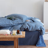 Taooba Cotton Small Gingham Bedding Set - Baby Blue