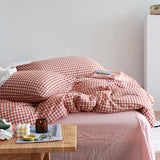 Taooba Cotton Small Gingham Bedding Set - Baby Pink