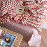 Taooba Cotton Small Gingham Bedding Set - Baby Pink