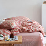 Taooba Cotton Small Gingham Bedding Set - Baby Pink