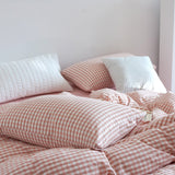 Taooba Cotton Small Gingham Bedding Set - Baby Pink