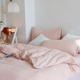 Taooba Cotton Small Gingham Bedding Set - Baby Pink