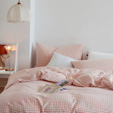 Taooba Cotton Small Gingham Bedding Set - Baby Pink