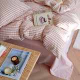 Taooba Cotton Small Gingham Bedding Set - Baby Pink