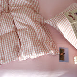 Taooba Cotton Small Gingham Bedding Set - Baby Pink