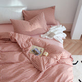 Taooba Cotton Small Gingham Bedding Set - Baby Pink