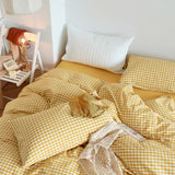 Taooba Cotton Small Gingham Bedding Set - Beige