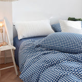 Taooba Cotton Small Gingham Bedding Set - Blue