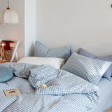 Taooba Cotton Small Gingham Bedding Set - Blue