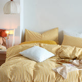 Taooba Cotton Small Gingham Bedding Set - Yellow