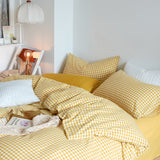 Taooba Cotton Small Gingham Bedding Set - Yellow