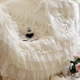 Taooba Cream White Princess Style Chiffon Ruffled Bedding Set