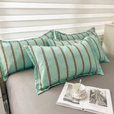 Taooba-Turquoise Striped Bedding Set