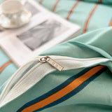 Taooba-Turquoise Striped Bedding Set