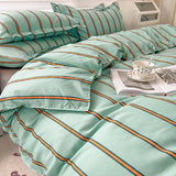 Taooba-Turquoise Striped Bedding Set