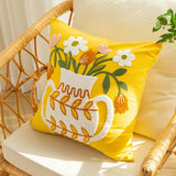 Taooba-Embroidered Flowers in a Vase Cushion Cover