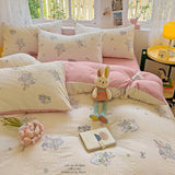 Taooba Kawaii Little Rabbit Textured Bedding Set