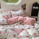 Taooba Cute Pink Roses and Bows Bedding Set