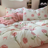 Taooba Cute Pink Roses and Bows Bedding Set