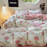 Taooba Cute Pink Roses and Bows Bedding Set