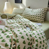 Taooba Little Green Hearts Pattern Bedding Set