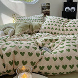 Taooba Little Green Hearts Pattern Bedding Set