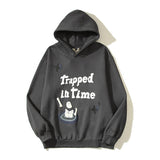 Taooba  Hooded Jacket Travis Scott Hip Hop Street Time Swirl Foaming Graffiti Print Letter Hoodie Sweatshirt Y2K Retro Casual Jacket black friday