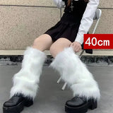 Trizchior Furry Leg Warmers Y2K Goth White Faux Fur Leg Warmers Boot Covers Lady Cute Jk Knee-length Hipster Warm Sock Fashion Socks