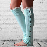 Taooba Christmas Gift outfit  New Women Heap Heap Socks Fashion Winter Lace Button Leg Warmer Knitted Stocking Covers Legwarmers Soft Classic Boots Knit Socks