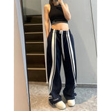 Taooba party outfit  Summer Harajuku Baggy Sweatpants Women Hip Hop Style Y2k Streetwear Wide Striped Joggers Oversized Female Red Sports Trousers