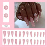 Taooba pink panther costume Long Ballet Pink Diamond Crystal Butterfly Nail Drill Wear Nail Polish Piece Fairy Girl Fake Nail Nails