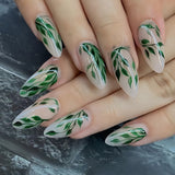 Taooba Christmas Nail  24Pcs Flora Almond Press on Nails with Glue Mori Girl Nail Art Ballet Rural Style Full Cover Wearable Acrylic Nail Manicure Tips