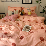 Taooba Christmas Gift Pastoral Ins Floral Bedding Set Girls Twin Queen Size Duvet Cover Flat Sheet Pillowcase Bed Linen Kids Adult Simple Home Textile