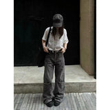 Taooba party outfit  Women Autumn Grey Baggy Jeans Vintage Cowboy Pants Harajuku Aesthetic Streetwear Denim Trousers Y2k 2000s Style Clothes 2024 New