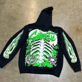 Taooba Harajuku Green Punk Ribs Painting Printed Sweatshirt Oversized Tracksuit Men Y2k Hoodies Women Streetwear 2024 Tops Men Clothing