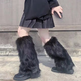 Trizchior Furry Leg Warmers Y2K Goth White Faux Fur Leg Warmers Boot Covers Lady Cute Jk Knee-length Hipster Warm Sock Fashion Socks