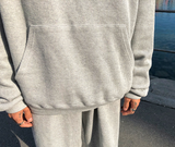 Taooba  No. 3135 GRAY KNITTED HOODIE AND WIDE SWEATPANTS (TOP & BOTTOM)