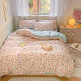 Taooba-Kawaii Strawberry Rabbit Bedding Set For Home Cotton Twin Full Queen Size Cute Double Fitted Bed Sheet Girl Quilt Duvet Cover