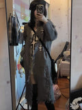 Taooba party outfit  Japanese Punk Gothic Cardigan Women Vintage Grunge Loose Ripped Sweaters Cross Knitted Coat Y2k Streetwear Harajuku Cardigans